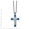 Chisel Stainless Steel Polished Blue IP-plated Cross Pendant on a 22" Box Chain Necklace - 2 of 2