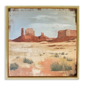 Stupell Industries Desert Postcard Mesa Floating Frame Canvas Art - 1 of 4