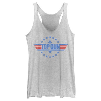 Women's Top Gun Circle Of Stars Logo Racerback Tank Top - White Heather ...