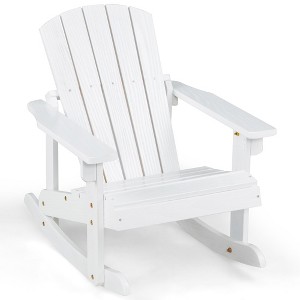 Tangkula Kid Adirondack Rocking Chair Outdoor Solid Wood Slatted seat Backrest - 1 of 4