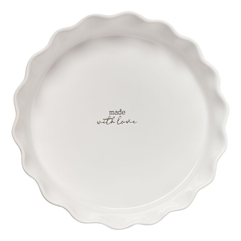 tagltd Made With Love Sentiment Pie Baker White Round Scalloped Edge Stoneware Oven Bakeware Dishwasher Safe , 11 inch., 1 of 4