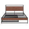 Queen Size Metal Platform Bed with Trundle, USB Ports and Slat Support - 3 of 4