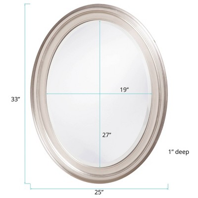 George Oval Nickel Finish Wood Framed Wall Mirror