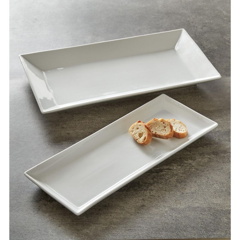 tagltd Whiteware Rectangular Porcelain Dinnerware Serving Tray Platter, 18.0L x 10.5W x 1.5H inches, Dishwasher Safe, 2 of 4