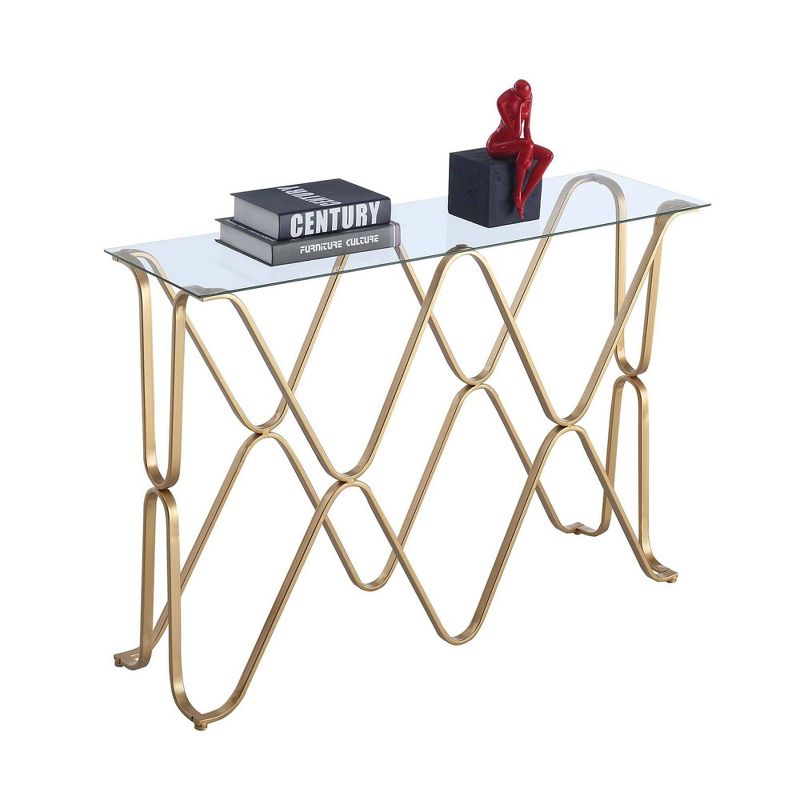 Neptune Console Table Glass Top/Gold - Breighton Home, 4 of 6