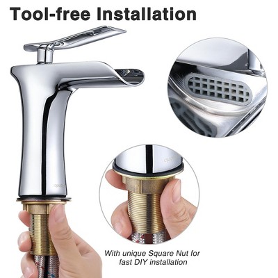 Chrome Waterfall Single-Handle Bathroom Faucet