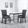 vidaXL Dining Chairs, with Armrests 2 Pcs, Dark Gray Fabric - 2 of 4