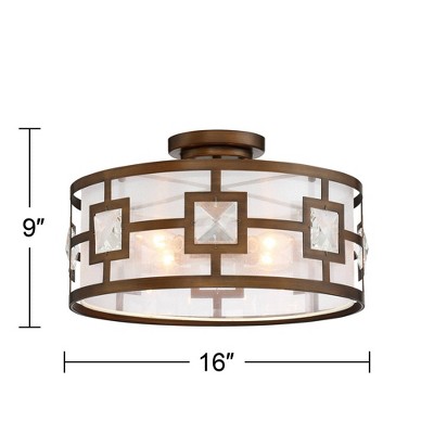 19" Crystal Bronze Drum Semi-Flush Mount Ceiling Light