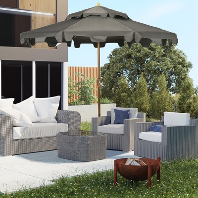 9' Dark Gray Polyester Patio Umbrella with Steel Frame