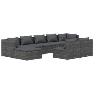 vidaXL Garden Lounge Set Grey PE rattan, powder-coated steel Large - 1 of 4