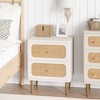 JIONJOY Coastal Wicker Nightstand - 2-Drawer Boho Side Table with Rattan Details & Antique Brass Hardware - 3 of 4