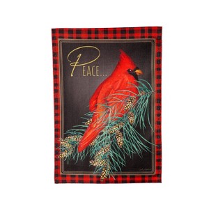 Evergreen Cardinal Peace Burlap Garden Flag 12 x 18 Inches Indoor Outdoor Decor - 1 of 4