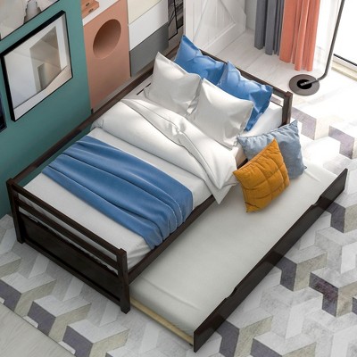 NicBex Wood Twin Size Daybed Frame with Twin Size Hideaway Trundle for Bedroom,Living Room,Apartment