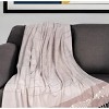 HomeRoots 50" X 60" Gray and Rust Woven Cotton Striped Throw Blanket with Fringe, Embroidery - 2 of 4