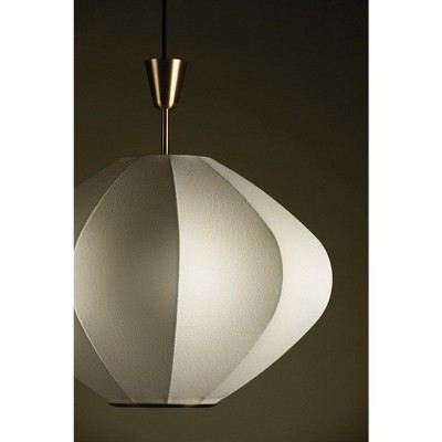 Arden Patina Brass 1-Light Pendant with Cream Webbed Fiber Shade