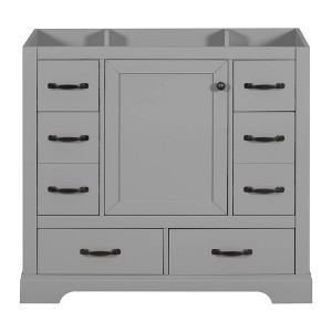 MAYEERTY 36" Bathroom Vanity without Sink 6 Drawers Drawer Divider Adjustable Shelf White - 1 of 4