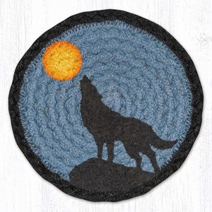 Earth Rugs Hand-Stenciled Animal Motif Coaster – 7" Jute - 1 of 3