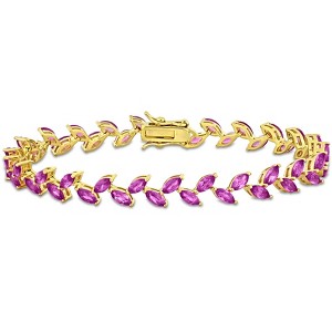 EVERLY JEWELRY | Yellow Plated Sterling Silver 12 CT TGW Created Pink Sapphire Bracelet, 7.25-inch - 1 of 4