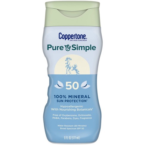 Coppertone Pure & Simple Mineral Sunscreen Lotion With Zinc Oxide - Spf 50  - 6 Fl Oz : Target