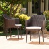 Set of 2 PE Rattan Outdoor Dining Chairs with Cushions,Weather-Resistant Wicker Armchairs for Porch or Garden-Cuddlewood - 2 of 4