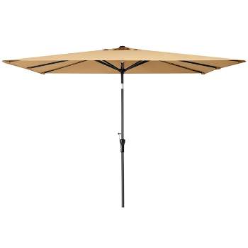 Crestlive Products 5'x9' Rectangular Patio Aluminum Market Umbrella with Crank & Push Button Tilt Tan