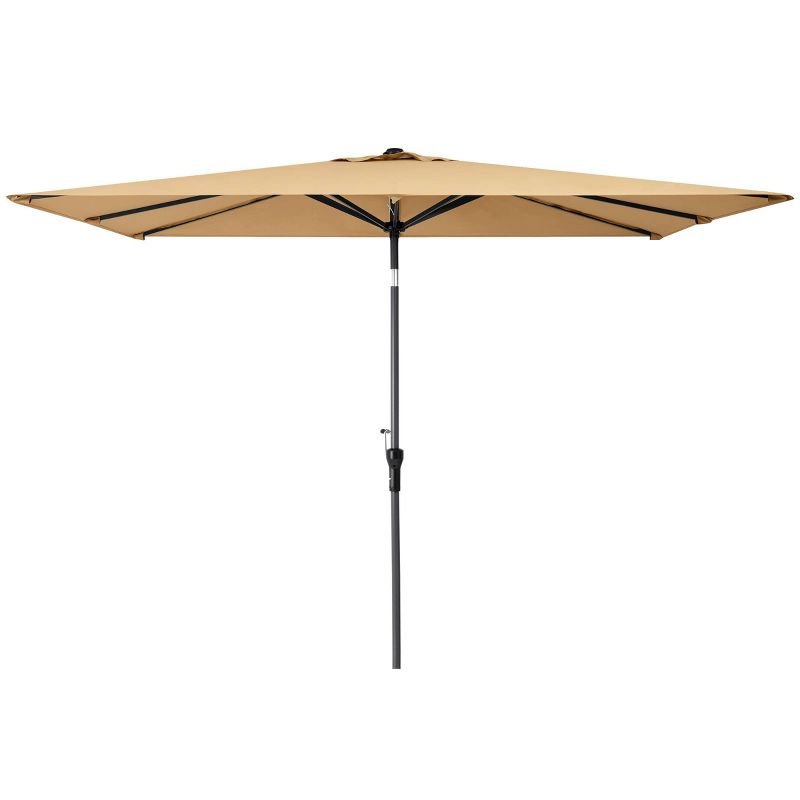 Crestlive Products 5&#39;x9&#39; Rectangular Patio Aluminum Market Umbrella with Crank &#38; Push Button Tilt Tan, 1 of 9