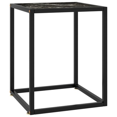 vidaXL Coffee Table Black with Black Marble Glass 15.7 in.x15.7 in.x19.7 in.