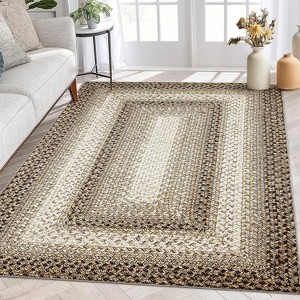 Machine Washable Runner Rug - Print Braided Non-Slip Indoor/Outdoor Carpet, Low Pile Non-Shedding Area Rug for Kitchen, Entrance Hallway - 1 of 4
