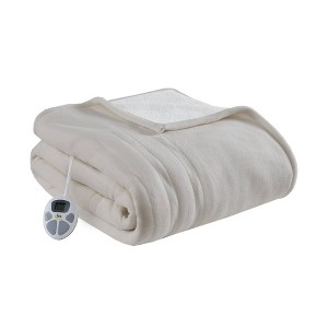 Serta Fleece to Faux Shearling Electric Heated Bed Blanket - 1 of 4