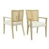 KWPZQEB Rattan Dining Chair With Arms, Farmhouse Side Chair with Upholstered, Kitchen Chairs with Vintage Rattan Backrest, Side Chair for Dining Room - 4 of 4