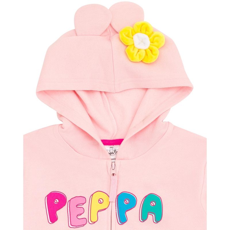 Peppa Pig Girls Fleece Zip Up Hoodie Toddler to Little Kid, 5 of 7
