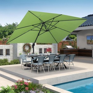 PURPLE LEAF Cantilever Umbrella Rectangle Outdoor Patio Umbrella Large Offset Hanging Umbrella with 360-degree Rotation Adjustable With Base - 1 of 4