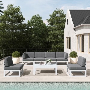 LayinSun 7-Piece Large Outdoor Modular L-Shaped Sectional Set with Coffee Table - 1 of 4