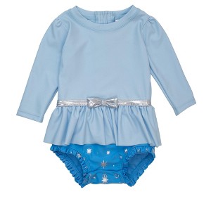 RuffleButts Baby Girls UPF50+ Princess Long Sleeve Bow Skirted One Piece Swimsuit - 1 of 4