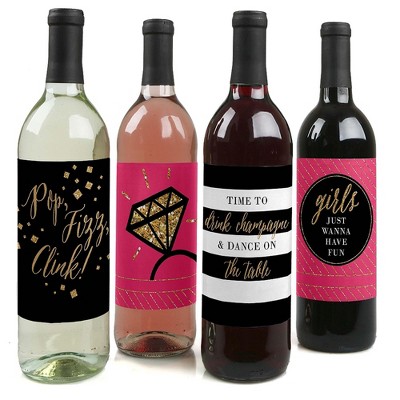 Big Dot of Happiness Girls Night Out - Bachelorette Party Gift For Women - Wine Bottle Label Stickers - Set of 4