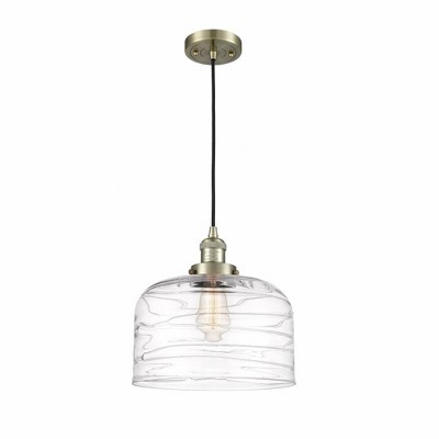 Bell - 1 Light Cord Hung Mini Pendant In Industrial Style-8 Inches Tall and 12 Inches Wide