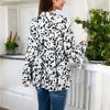Anna-Kaci Women's Ruffle Trim Tiered Blouse with Bow Tie Neckline and Bell Sleeves Casual Top - 2 of 4