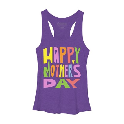 Women's Design By Humans Happy Mother's Day Colorful Text By Yunta Racerback Tank Top