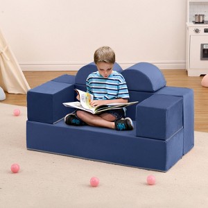 6pcs Play Couch Foam Modular Play Couch Convertible Sofa for Kindergarten Playroom Bedroom - 1 of 4