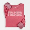 Simply Sage Market Embroidered Teacher Outline Lightweight Garment Dyed Sweatshirt - 2 of 4
