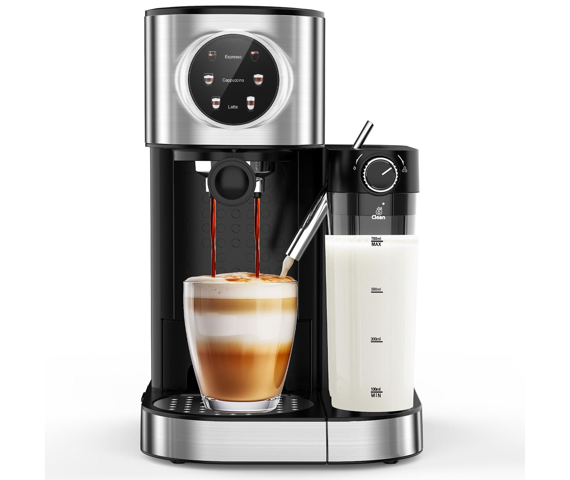 Kismile Espresso Machine 20Bar, Cappuccino Machine with Automatic Milk Frother,3 in 1 Professional Espresso Maker with Capsule Compatible