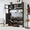 Multifunctional Tipping Bucket Shoe Cabinet With Storage Shelf And 6 Flip Drawers,Foyer Cabinet With 4 Hooks,Entryway Shoe Cabinet-Cuddlewood - 2 of 4