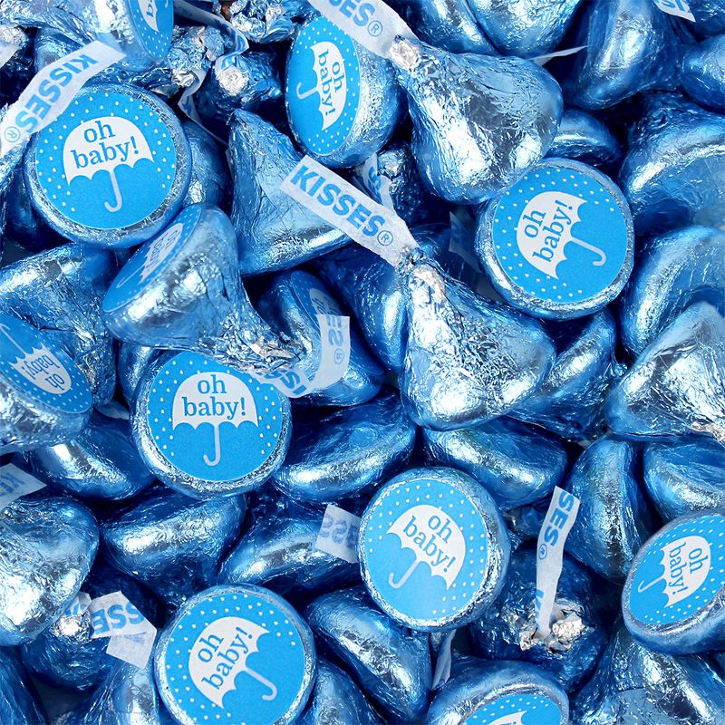 324ct Blue Boy Baby Baby Shower Stickers for Hershey's Kisses Favors (324 stickers) DIY Baby Shower Favors for Guests - By Just Candy, 1 of 3