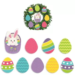 Big Dot of Happiness Hippity Hoppity - DIY Easter Bunny Party Front Door Decorations - Wreath Accessories - 9 Pieces