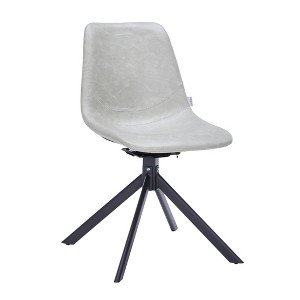 LeisureMod Markley Modern Leather Swival Dining Chair With Metal Legs - 1 of 4