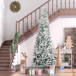 FURNIinspire Artificial Trees Unlit Slim Pine Artificial Christmas Tree With Realistic Branches, Christmas Decorations, Green, 35.5"*35.5"*106.3" - 1 of 4