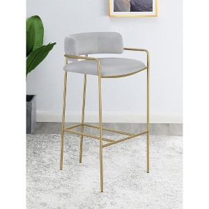 Low Back Upholstered Bar Stool with Padded Seat, Slim Metal Frame and Mid-Century Modern Design, Single Stool - 1 of 4