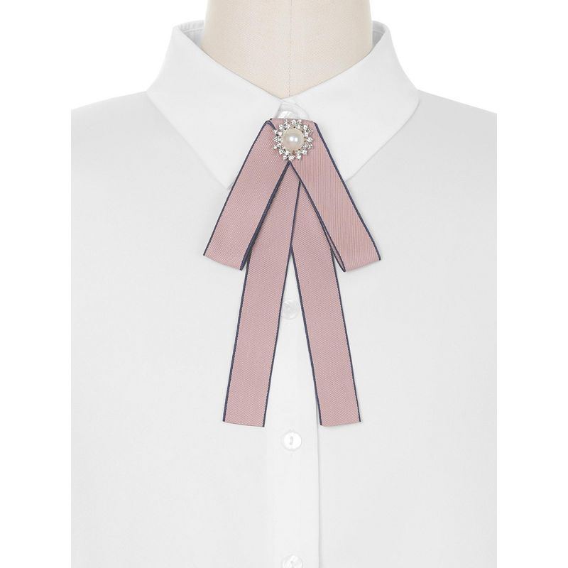 Elerevyo Women's Pre-Tied Ribbon Elegant Brooch Pin Bow Tie, 4 of 5