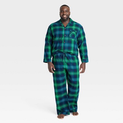 Men's Holiday Tartan Plaid Flannel Matching Family Pajama Set - Wondershop™ Blue