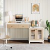 Tribesigns Office Desk with Storage, Modern Large Computer Desk with Drawers and Printer Space for Home Office, White and Light Walnut - 3 of 4